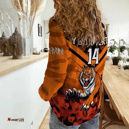 Custom Text And Number Tigers Rugby ANZAC 2023 Rugby Women Casual Shirt Camouflage Mix Indigenous
