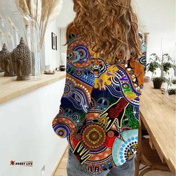 Personalised Tigers NAIDOC Week 2024 Women Casual Shirt Australia Aboriginal Dot Painting