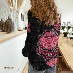 Australia Indigenous Mother's Day Women Casual Shirt Aboriginal Breast Cancer Ribbon