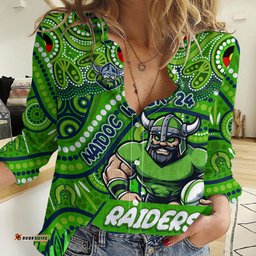 Custom Australia NAIDOC Week 2024 Women Casual Shirt Canberra Raiders Mascot Keep The Fire Burning