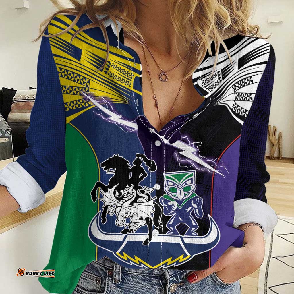 Custom Dragons-Cowboys Combine Storm-Warriors Women Casual Shirt Sport Style Version 01