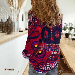 Custom NAIDOC Week 2024 Demons Women Casual Shirt Aboriginal Animals Keep The Fire Burning