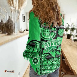 Melbourne Stars Cricket Women Casual Shirt Happy Australia Day Aboriginal Art