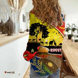 Roosters ANZAC Day Women Casual Shirt Rosemary Starring Night Style