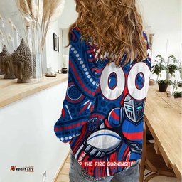 Custom Australia NAIDOC Week 2024 Women Casual Shirt Newcastle Knights Mascot Keep The Fire Burning