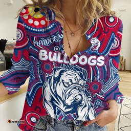 Personalised NAIDOC Week 2024 Western Bulldogs Women Casual Shirt Australian Aboriginal Hand Painting