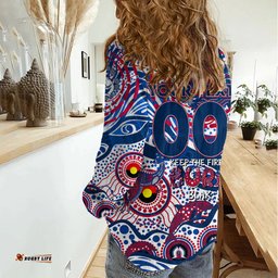 Custom NAIDOC Week 2024 Bulldogs Women Casual Shirt Aboriginal Animals Keep The Fire Burning