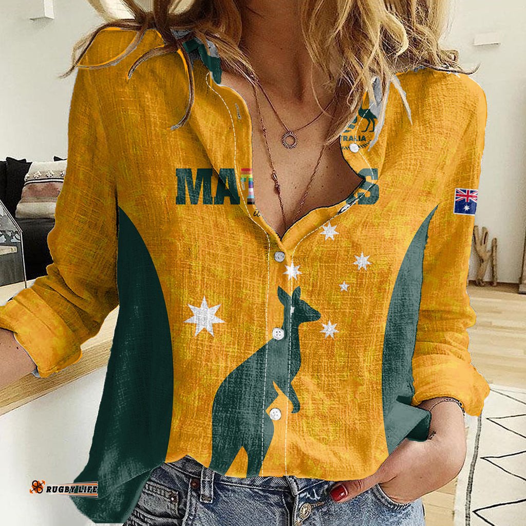 Custom Australia Matildas Pride With Kangaroo Women Casual Shirt