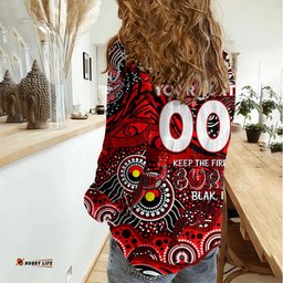 Custom NAIDOC Week 2024 Bombers Women Casual Shirt Aboriginal Animals Keep The Fire Burning