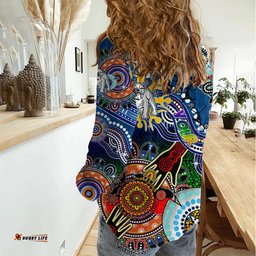 Personalised Bulldogs NAIDOC Week 2024 Women Casual Shirt Australia Aboriginal Dot Painting