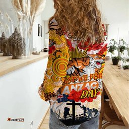 Personalised Tigers ANZAC Day Women Casual Shirt Aboriginal Rising Sun