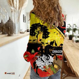 Dragons Rugby ANZAC Day Women Casual Shirt Saints Rosemary Starry Night
