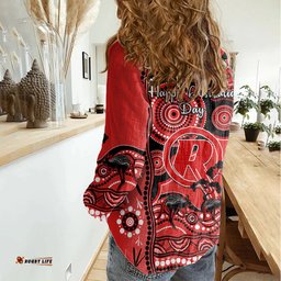 Melbourne Renegades Cricket Women Casual Shirt Happy Australia Day Aboriginal Art