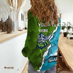 Personalised Sharks And Raiders Rugby Women Casual Shirt Sporty Style