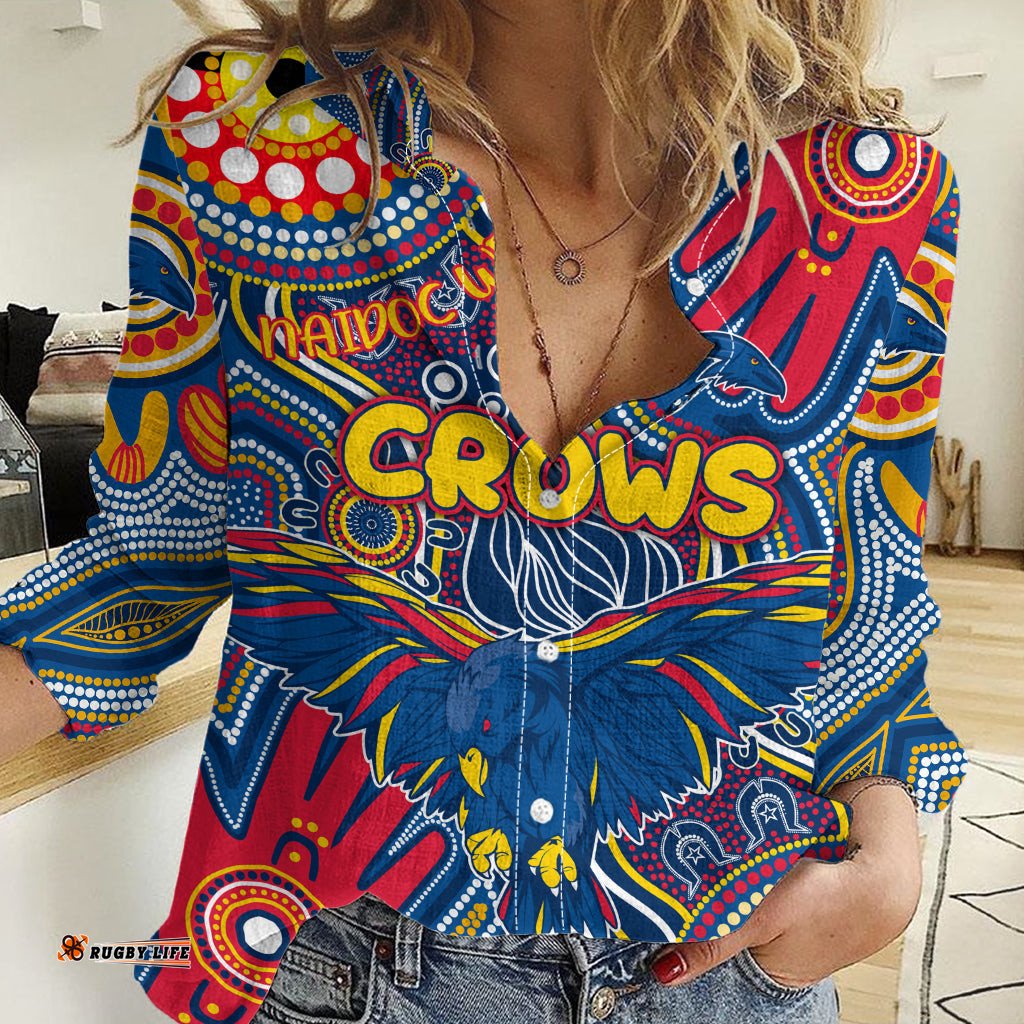 Personalised NAIDOC Week 2024 Adelaide Crows Women Casual Shirt Australian Aboriginal Hand Painting