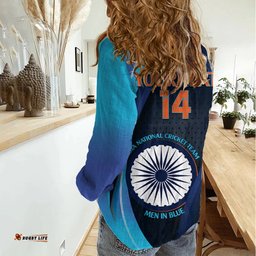 Custom India Cricket Women Casual Shirt 2024 World Cup Go Men in Blue