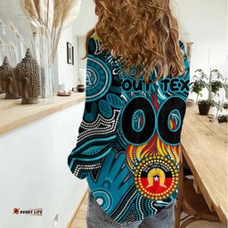 Personalised NAIDOC Week 2024 Port Adelaide Power Women Casual Shirt Australian Aboriginal Hand Painting