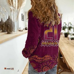 Custom QLD Maroons Cane Toad Blooded Aboriginal Inspired Women Casual Shirt