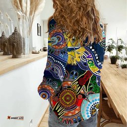 Personalised Cowboys NAIDOC Week 2024 Women Casual Shirt Australia Aboriginal Dot Painting