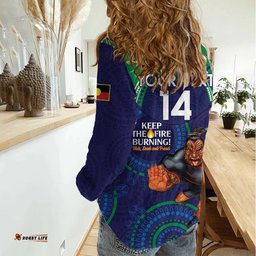 Custom NRL Warriors NAIDOC Week Women Casual Shirt Keep The Fire Burning Indigenous Art