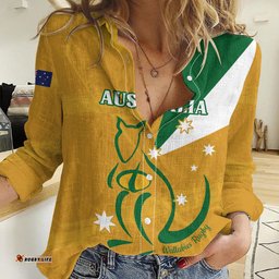 Custom Australia Rugby Women Casual Shirt 2024 Wallabies Grunge Style