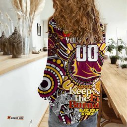 Custom NAIDOC Week 2024 Broncos Women Casual Shirt Mascot Rugby