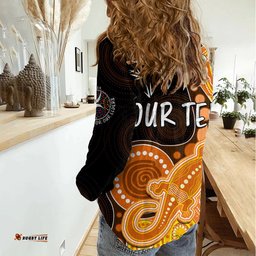 Personalised NAIDOC Week 2023 AFL Giants Women Casual Shirt Aboriginal Dot Art Lizard Mix Boomerang