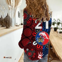Custom Text And Number NRL Dolphins Combine Cowboys Rugby Women Casual Shirt Indigenous Aboriginal Style