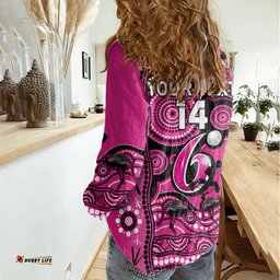 Custom Sydney Sixers Cricket Women Casual Shirt Happy Australia Day Aboriginal Art