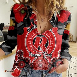 Melbourne Renegades ANZAC 2024 Women Casual Shirt Lest We Forget Poppy Mix Camouflage
