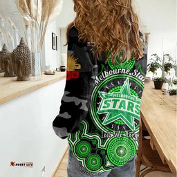 Melbourne Stars ANZAC 2024 Women Casual Shirt Lest We Forget Poppy Mix Camouflage