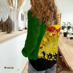 Australia Cricket ANZAC Day 2024 Women Casual Shirt Australian Army Camouflage With Poppies