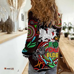 Dragons Rugby Aboriginal Art Women Casual Shirt NAIDOC Indigenous Tribal