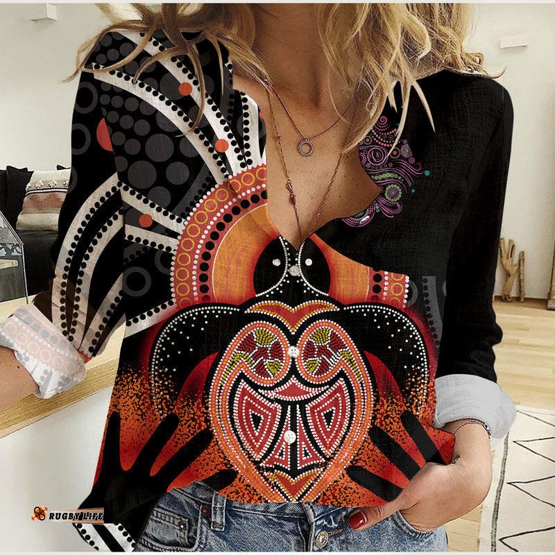 Aboriginal In My Heart Hand With Turtle Women Casual Shirt