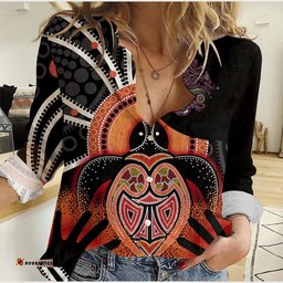 Aboriginal In My Heart Hand With Turtle Women Casual Shirt