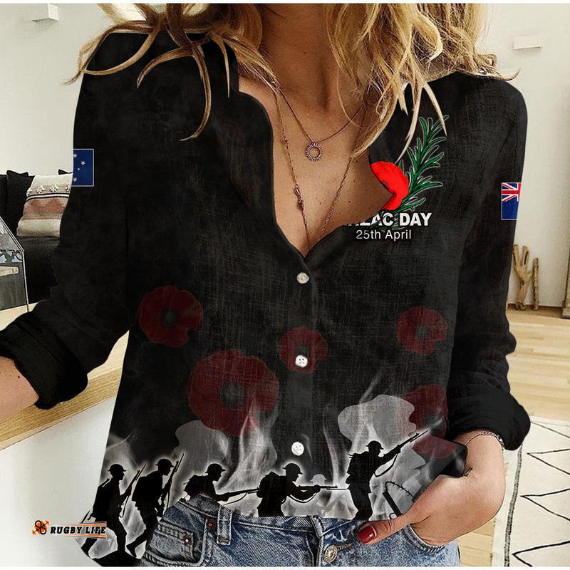 Custom Personalised Anzac Day Casual Shirt Rosemary In Heart