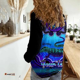 Personalised Australia Capricorn Goanna Zodiac Women Casual Shirt Auz Astrology Aboriginal - Blue