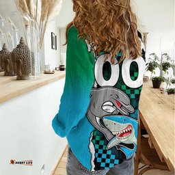 Custom NRL Combine Rabbitohs and Shark Women Casual Shirt Sporty Style