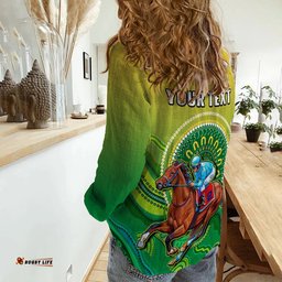 Custom Personalised Australia Devonport Cup 2023 Women Casual Shirt Horse Racing Indigenous Art