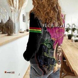 Personalised Panthers And Broncos Rugby Women Casual Shirt 2023 Grand Final Penrith Brisbane Together
