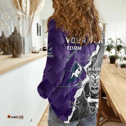Personalised Storm And Warriors Rugby Women Casual Shirt 2023 Sporty Style