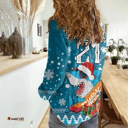 Custom Sharks Rugby Women Casual Shirt Chirstmas Vibe 2023