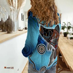 Women Casual Shirt Aboriginal Fishing
