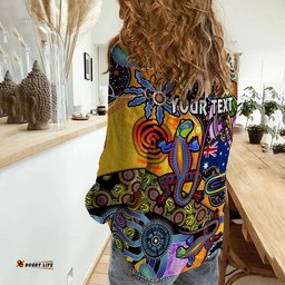 Custom Personalised Australia Women Casual Shirt Indigenous Animal Artsy