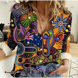 Custom Personalised Australia Women Casual Shirt Indigenous Animal Artsy
