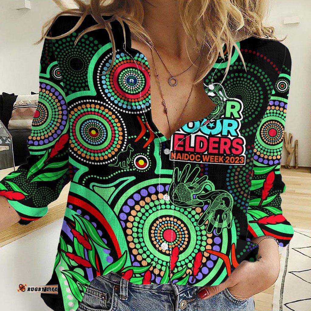 NAIDOC Week 2023 Women Casual Shirt Indigenous Tribal Ver.02 - Green
