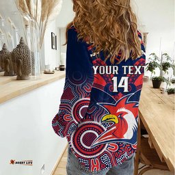 Personalised Roosters Rugby Women Casual Shirt Tricolours 1908 Aboriginal Mix Polynesian Pattern