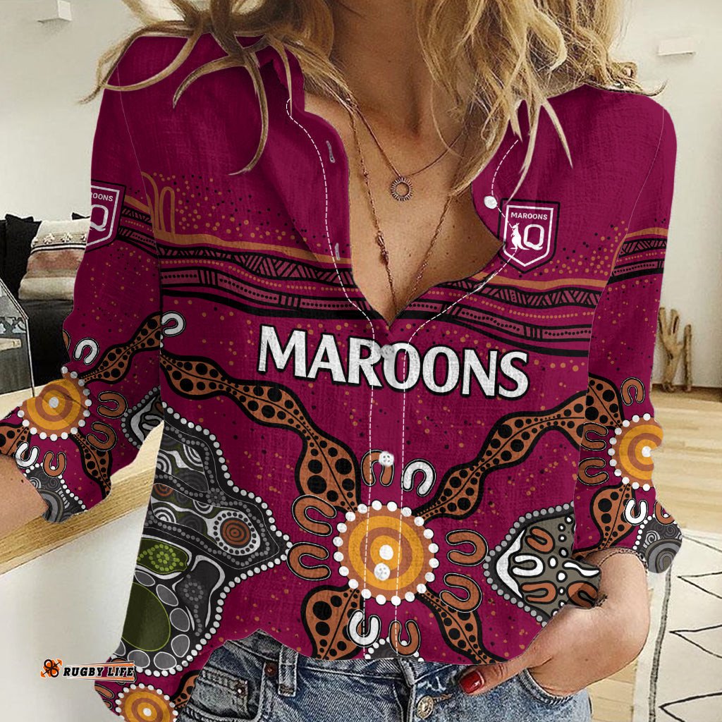 QLD Maroons Rugby Women Casual Shirt Queensland Aboriginal Origin