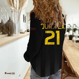 Custom Personalised Macarthur Soccer Women Casual Shirt Bulls Black and Gold