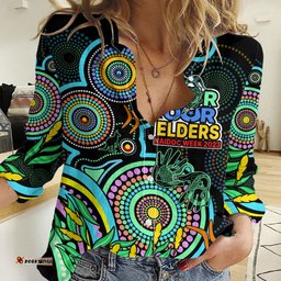 NAIDOC Week 2023 Women Casual Shirt Indigenous Tribal Ver.02 - Aqua